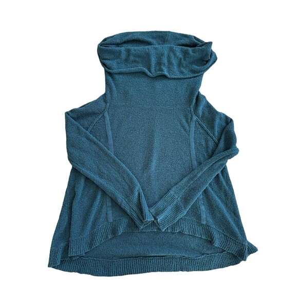 Free People Sweater Women's Medium Blue Knit Cowl Neck Long Sleeve Cotton Blend - Picture 3 of 6